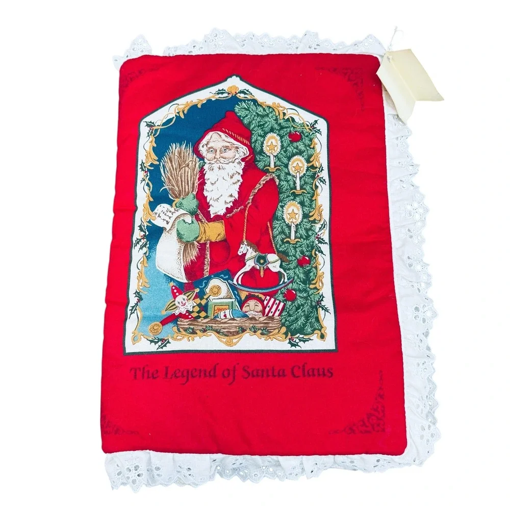 Vintage The Legend of Santa Claus Fabric Soft Book Eyelet Lace Trim Christmas